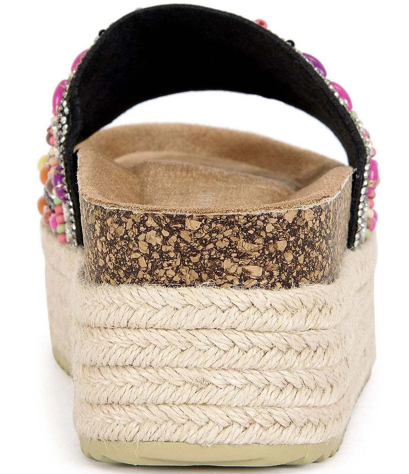 Azalea Wang Ramana Rhinestone Beaded Espadrille Platform Slide Sandals