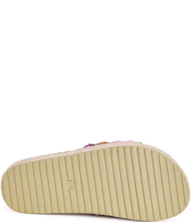 Azalea Wang Ramana Rhinestone Beaded Espadrille Platform Slide Sandals