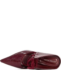 Azalea Wang Ramona Crocodile Embossed Ankle Tie Pointed Toe Pumps