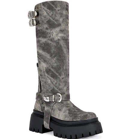 Azalea Wang Rampage Distressed Open Back Moto Boots