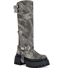 Azalea Wang Rampage Distressed Open Back Moto Boots