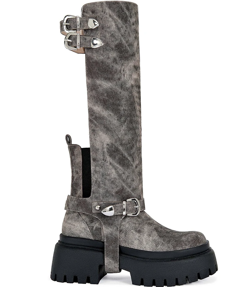 Azalea Wang Rampage Distressed Open Back Moto Boots