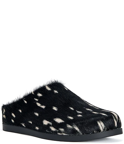 Azalea Wang Ramses Deer Print Calf Hair Platform Mules