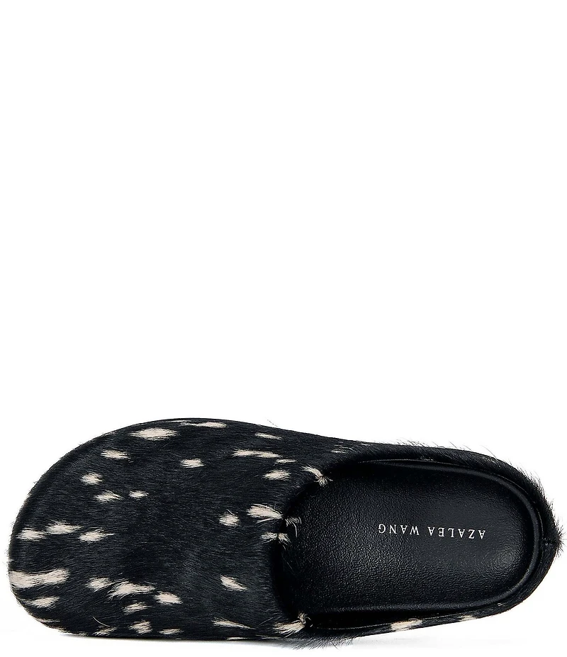 Azalea Wang Ramses Deer Print Calf Hair Platform Mules