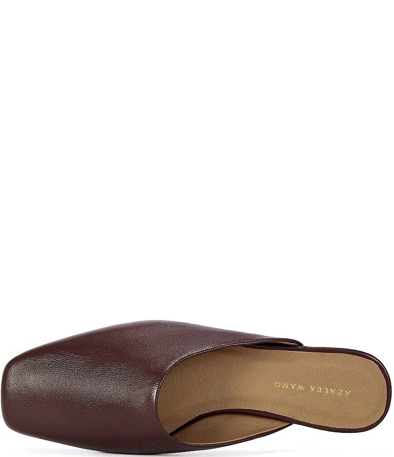 Azalea Wang Raphael Leather Square Toe Flat Mules
