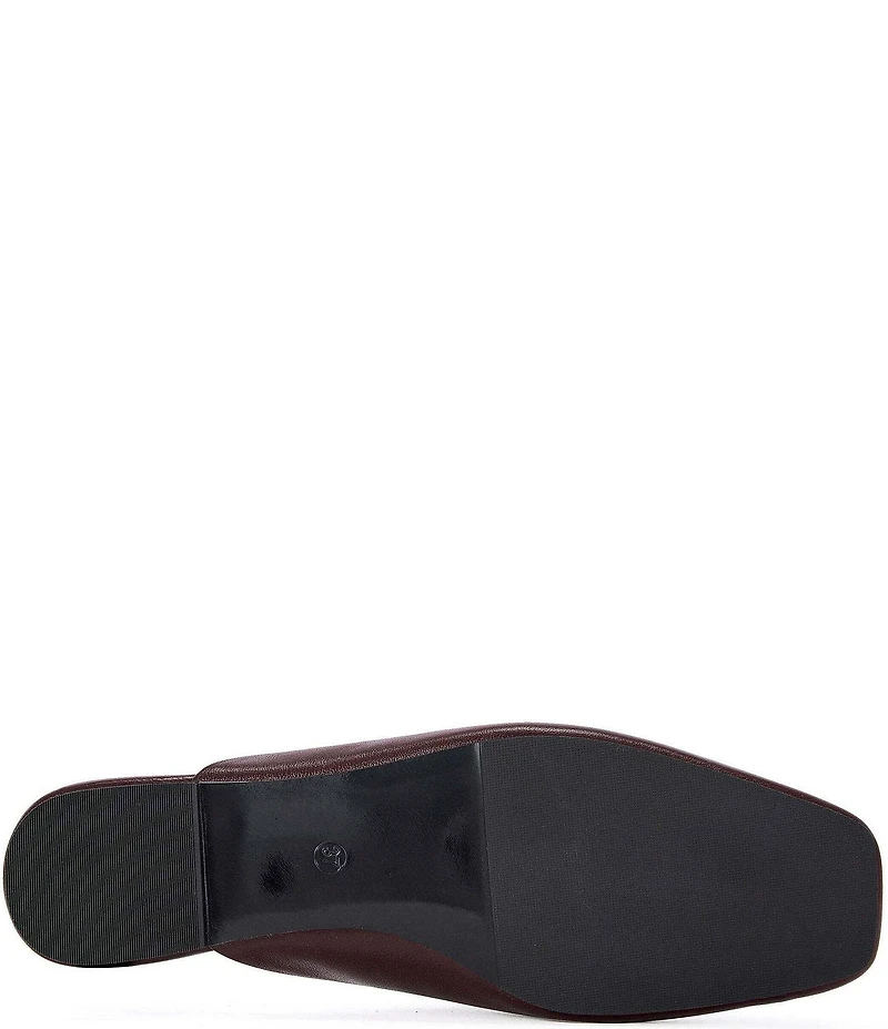 Azalea Wang Raphael Leather Square Toe Flat Mules