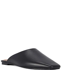 Azalea Wang Raphael Leather Square Toe Flat Mules