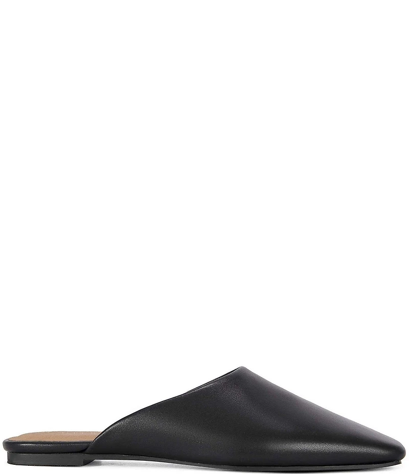 Azalea Wang Raphael Leather Square Toe Flat Mules