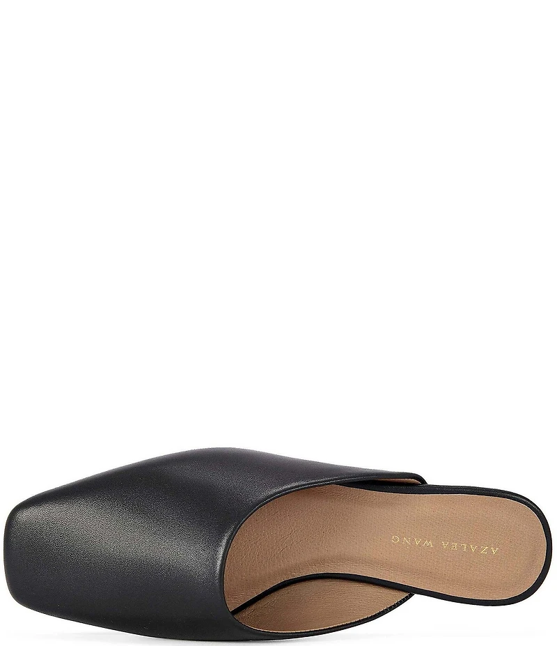 Azalea Wang Raphael Leather Square Toe Flat Mules