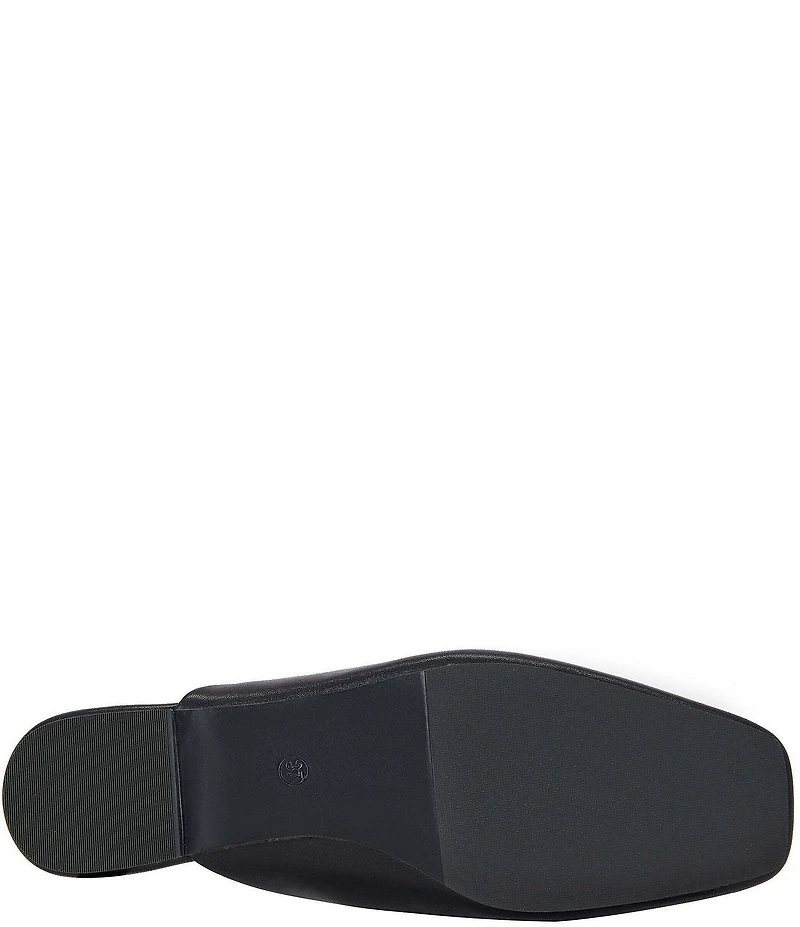 Azalea Wang Raphael Leather Square Toe Flat Mules