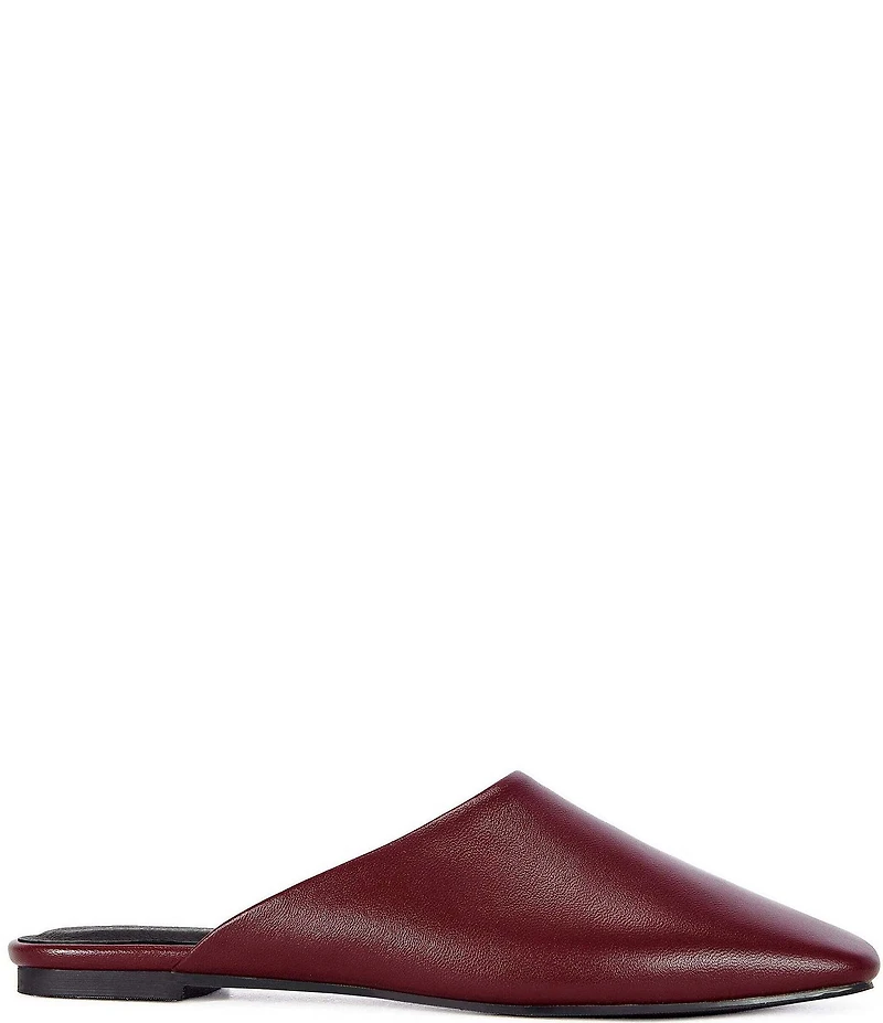 Azalea Wang Raphael Leather Square Toe Flat Mules