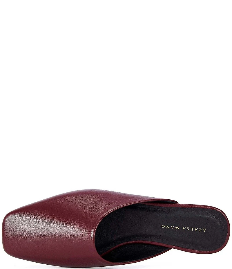Azalea Wang Raphael Leather Square Toe Flat Mules