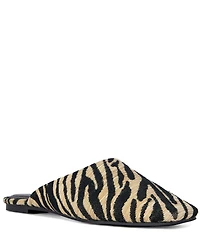 Azalea Wang Raphael Zebra Print Raffia Mules
