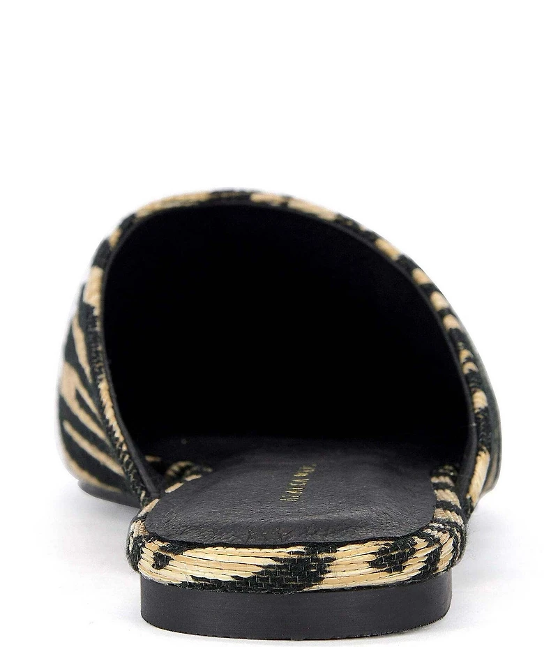 Azalea Wang Raphael Zebra Print Raffia Mules