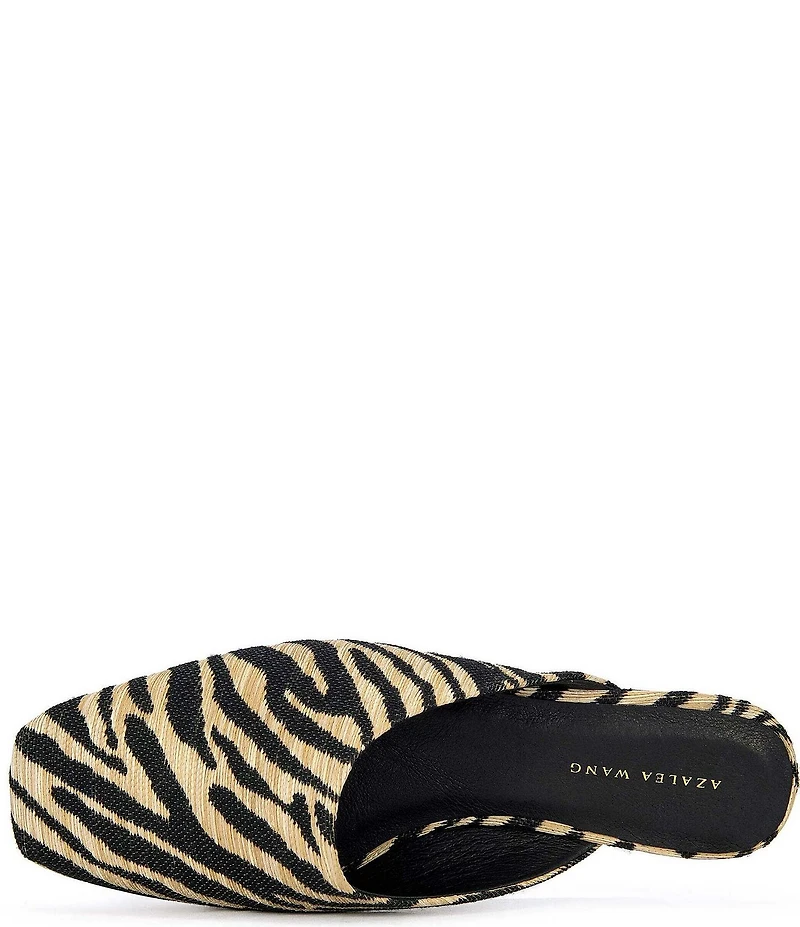 Azalea Wang Raphael Zebra Print Raffia Mules