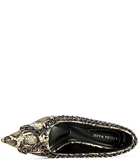 Azalea Wang Ravelle Snake Print Pointed Toe Chain Ornament Pumps