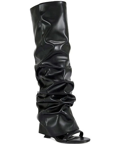 Azalea Wang Raylan Scrunch Shaft Open Toe Tall Boots