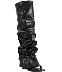 Azalea Wang Raylan Scrunch Shaft Open Toe Tall Boots
