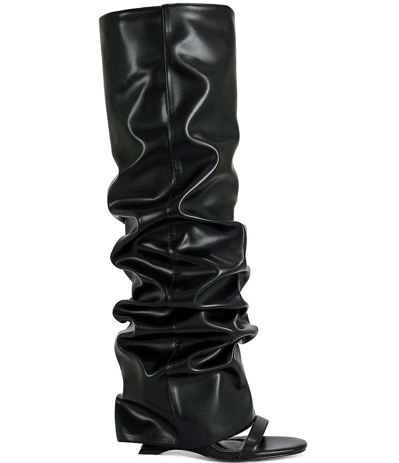 Azalea Wang Raylan Scrunch Shaft Open Toe Tall Boots