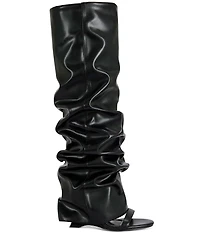 Azalea Wang Raylan Scrunch Shaft Open Toe Tall Boots