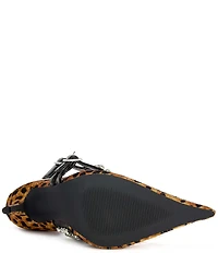 Azalea Wang Reesea Cheetah Print Rhinestone Double Buckle Mary Jane Pumps