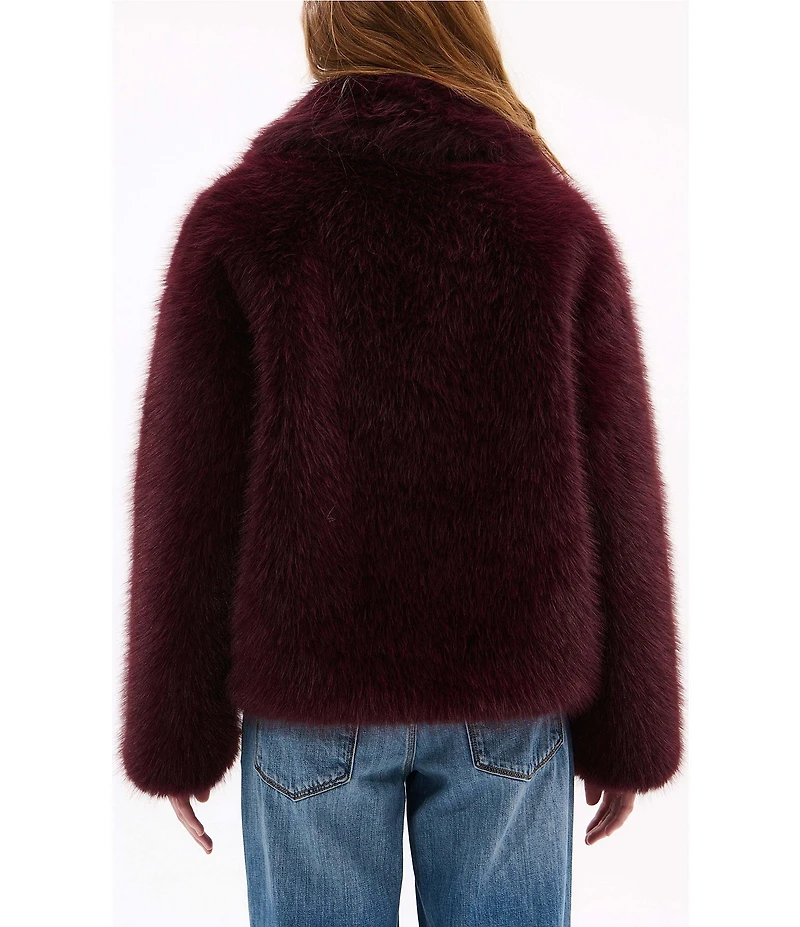 Azalea Wang Regina Faux Fur Wing Collar Oversize Snap Front Jacket