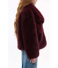 Azalea Wang Regina Faux Fur Wing Collar Oversize Snap Front Jacket