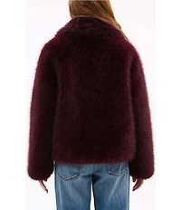 Azalea Wang Regina Faux Fur Wing Collar Oversize Snap Front Jacket