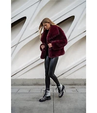 Azalea Wang Regina Faux Fur Wing Collar Oversize Snap Front Jacket