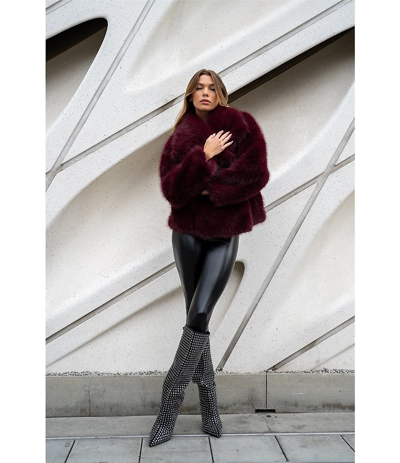 Azalea Wang Regina Faux Fur Wing Collar Oversize Snap Front Jacket
