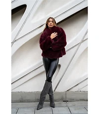 Azalea Wang Regina Faux Fur Wing Collar Oversize Snap Front Jacket