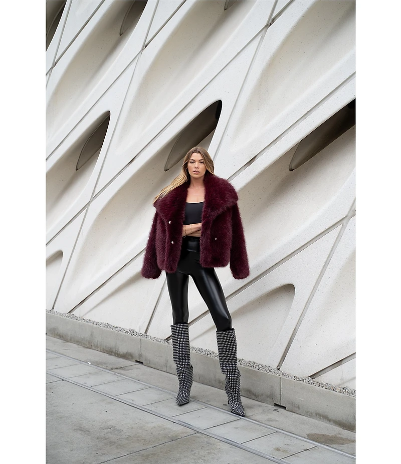 Azalea Wang Regina Faux Fur Wing Collar Oversize Snap Front Jacket