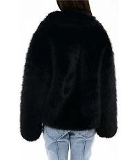 Azalea Wang Regina Solid Faux Fur Shawl Collar Button Front Jacket