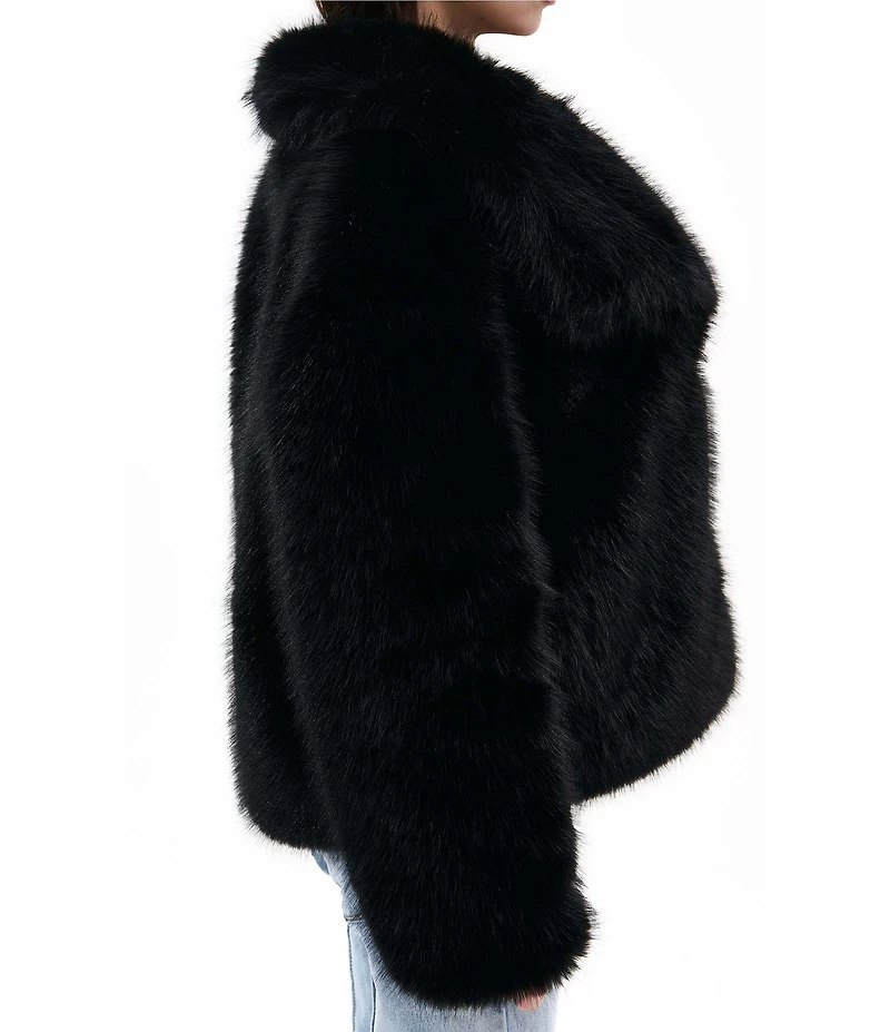 Azalea Wang Regina Solid Faux Fur Shawl Collar Button Front Jacket