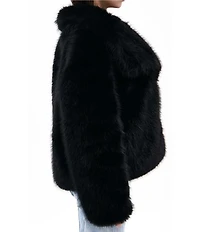 Azalea Wang Regina Solid Faux Fur Shawl Collar Button Front Jacket