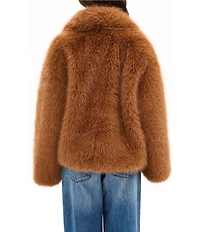 Azalea Wang Regina Tan Faux Fur Oversize Collar Snap Front Jacket