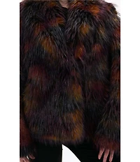 Azalea Wang Remme Faux Fur Abstract Print Shawl Collar Oversize Fit Jacket