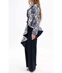 Azalea Wang Rexa Baroque Pattern Notch Collar Asymmetrical A-Line Jacket