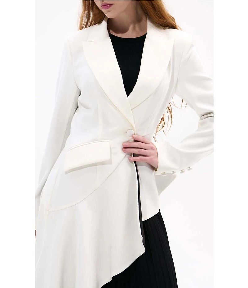 Azalea Wang Rexa Solid Notch Collar Asymmetrical Hem Button Front A-Line Jacket