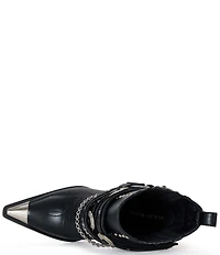 Azalea Wang Riggins Stud Embellished Harness Western Buckle Hardware Booties