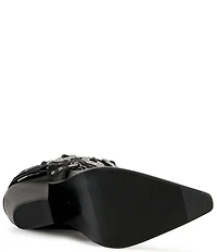 Azalea Wang Riggins Stud Embellished Harness Western Buckle Hardware Booties