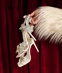 Azalea Wang Romi Rhinestone Embellished Flower Dress Sandals