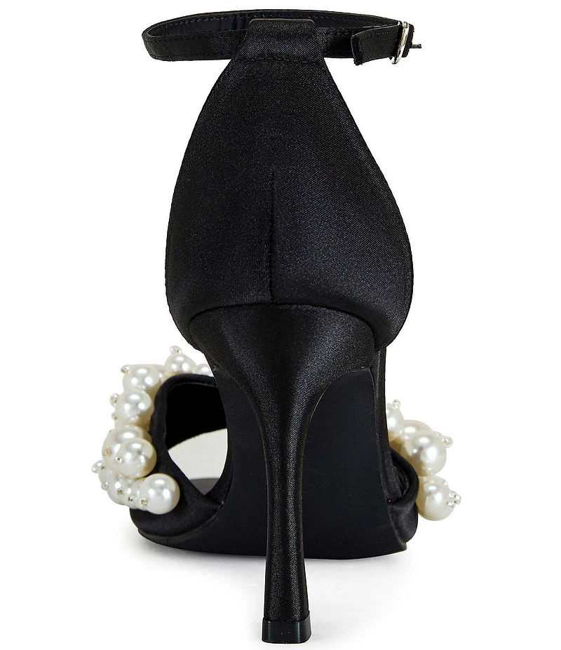 Azalea Wang Romily Satin Pearl Ornamented Ankle Strap Dress Sandals