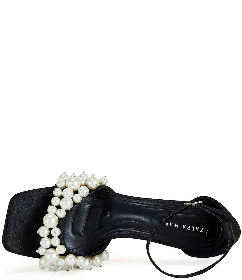Azalea Wang Romily Satin Pearl Ornamented Ankle Strap Dress Sandals