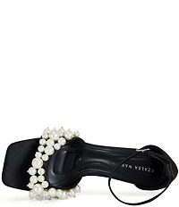 Azalea Wang Romily Satin Pearl Ornamented Ankle Strap Dress Sandals