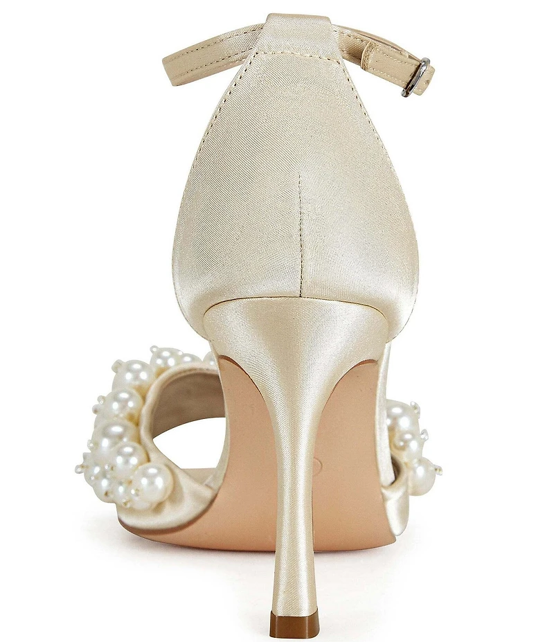 Azalea Wang Romily Satin Pearl Ornamented Ankle Strap Dress Sandals