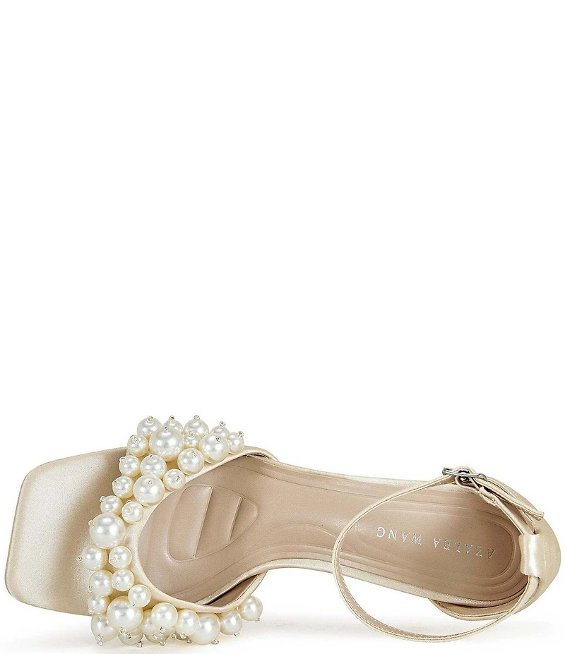 Azalea Wang Romily Satin Pearl Ornamented Ankle Strap Dress Sandals