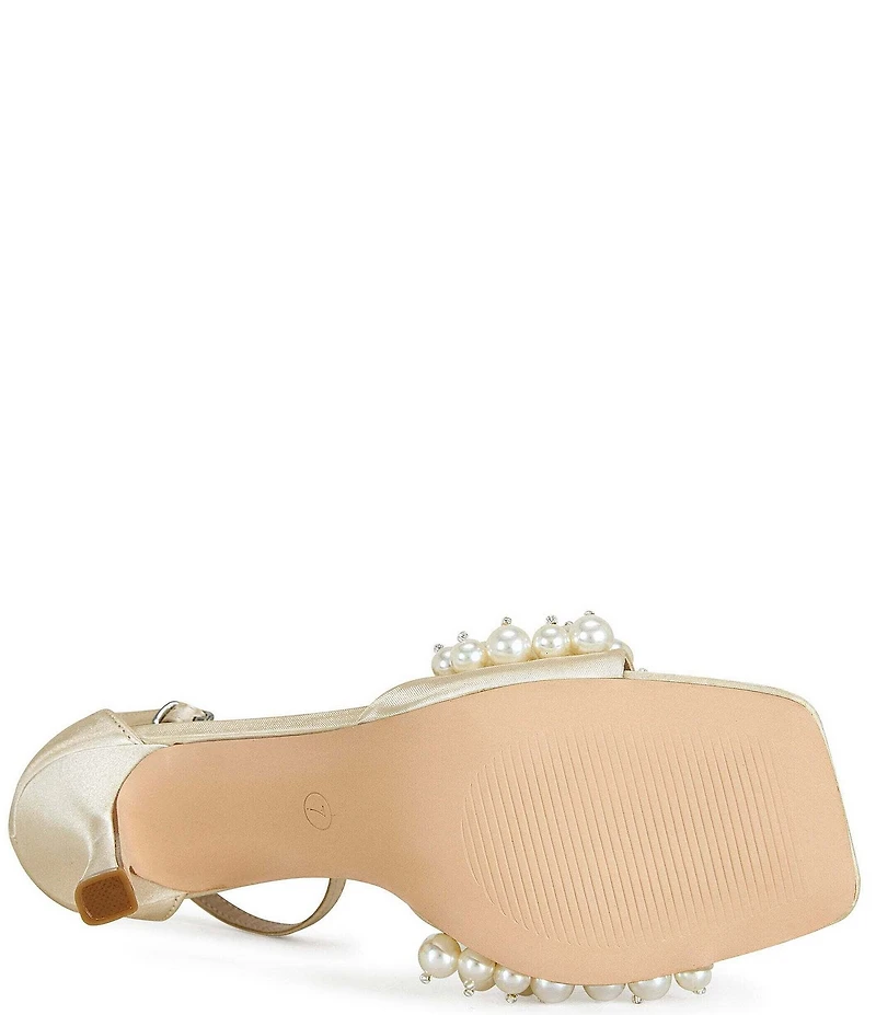 Azalea Wang Romily Satin Pearl Ornamented Ankle Strap Dress Sandals