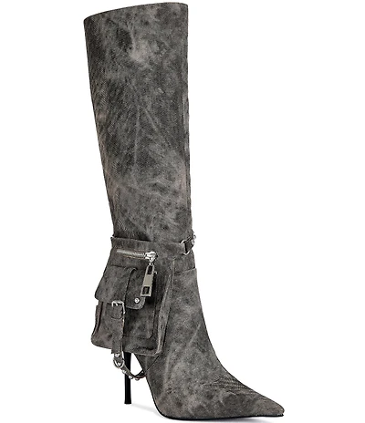 Azalea Wang Rondel Distressed Side Pocket Stiletto Boots