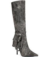 Azalea Wang Rondel Distressed Side Pocket Stiletto Boots